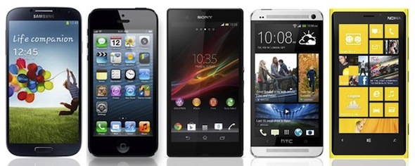Samsung Galaxy S4 vs iPhone 5 vs Sony Xperia Z vs HTC One vs Nokia